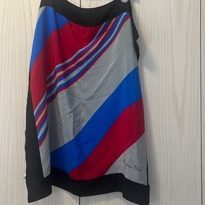 Dior Vintage Silk Scarf Black, Pink, gray, Blue